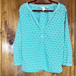 Sundance Blue Print Long Sleeve Blouse Size M